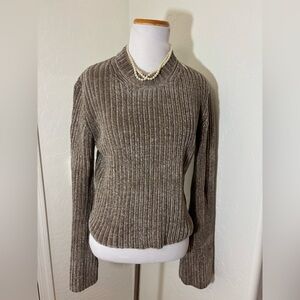 Arket NEW SweaterJumper Size S Taupe Ribbed Chenille